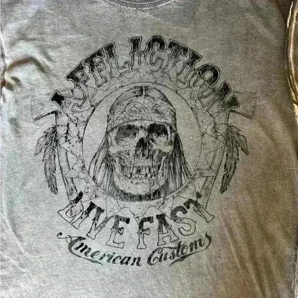 AFFLICTION LIVE FAST American Customs Graphic T-SHIRT Distressed Black & Grey XL - Picture 7 of 10